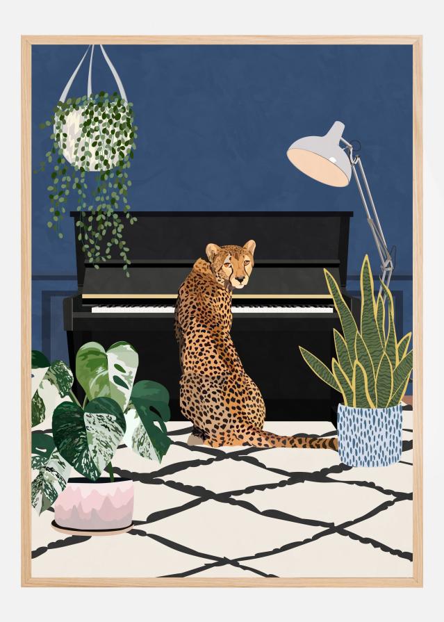 Cheetah playing piano Plakat