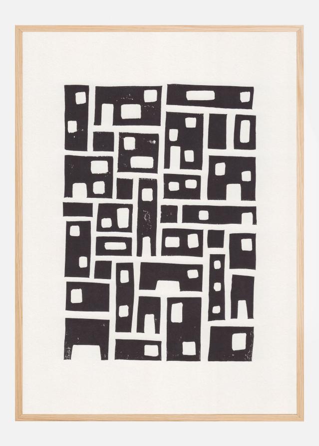 City / Lino Print Plakat