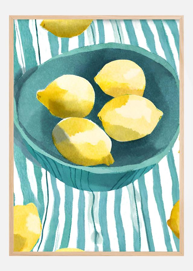Zitronen in türkisfarbener Schale Plakat