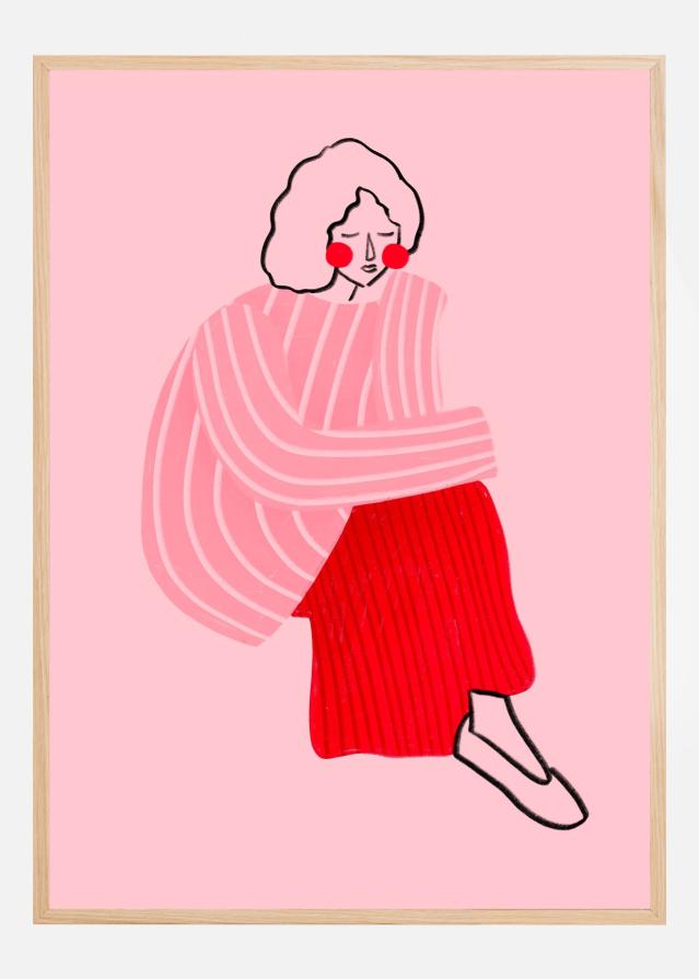 Pink and Red Line Lady Plakat