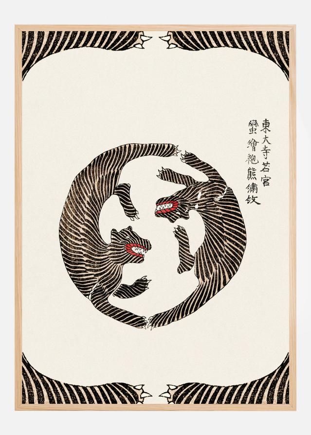 Woodblock Tigers From Yatsuo No Tsubaki (Creative ed.)) Plakat