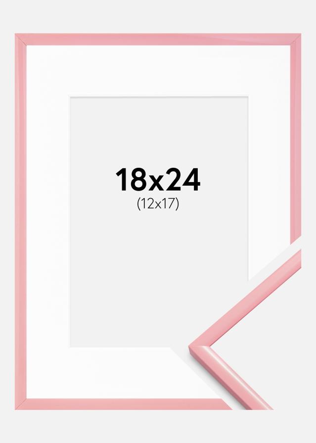 Ramka New Lifestyle Różowy 18x24 cm - Passe-partout Biały 13x18 cm