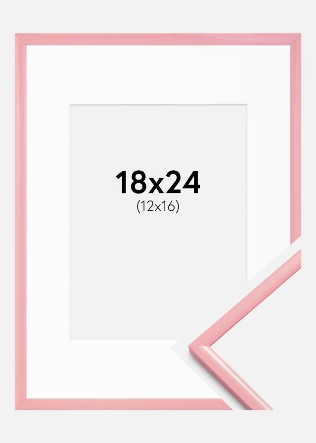Ramka New Lifestyle Różowy 18x24 cm - Passe-partout Biały 13x17 cm