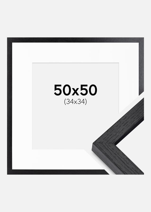 BGA Rama pudełkowa Czarny 50x50 cm - Passe-partout Biały 35x35 cm
