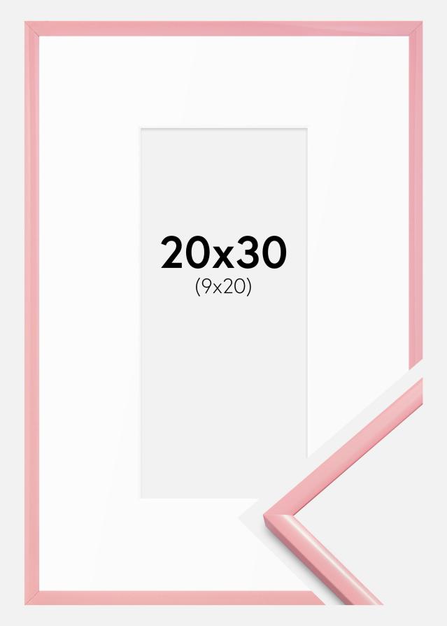 Ramka New Lifestyle Różowy 20x30 cm - Passe-partout Biały 10x21 cm