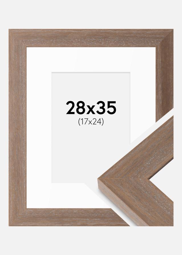 Ramka Juno Szara 28x35 cm - Passe-partout Biała 18x25 cm