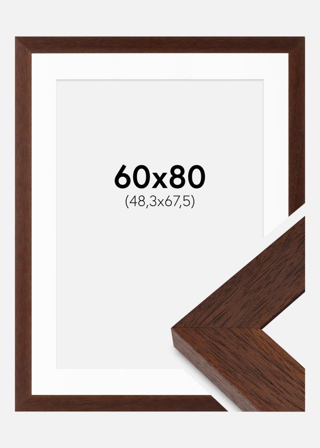 Ramka Juno Teak 60x80 cm - Passe-partout Biały 49,3x68,5 cm