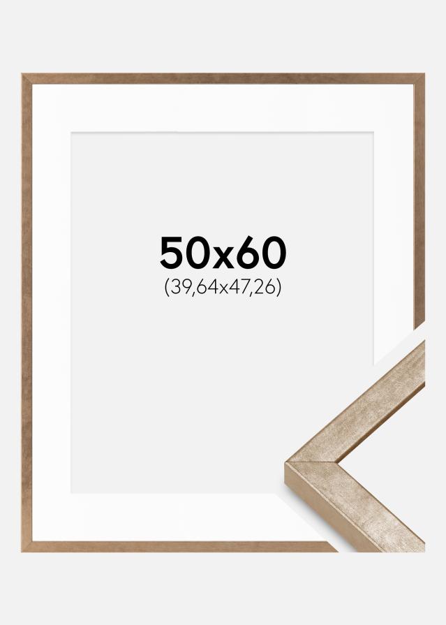 Ramka Ares Mosiądz 50x60 cm - Passe-partout Biała 16x19 cali
