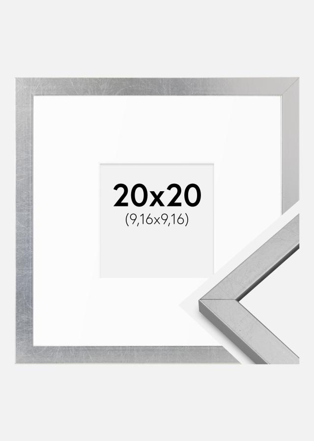 Ramka Minerva Srebrny 20x20 cm - Passe-partout Biały 4x4 cale