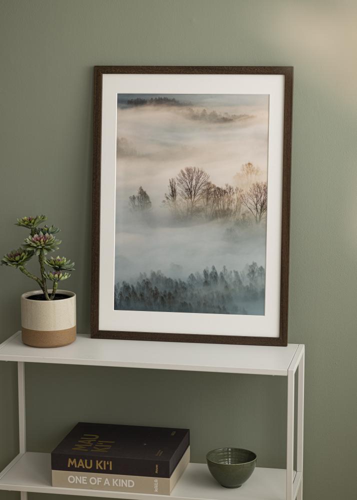 Ramka Brązowe Drewno 68x98 cm - Passe-partout Białe 56x76 cm