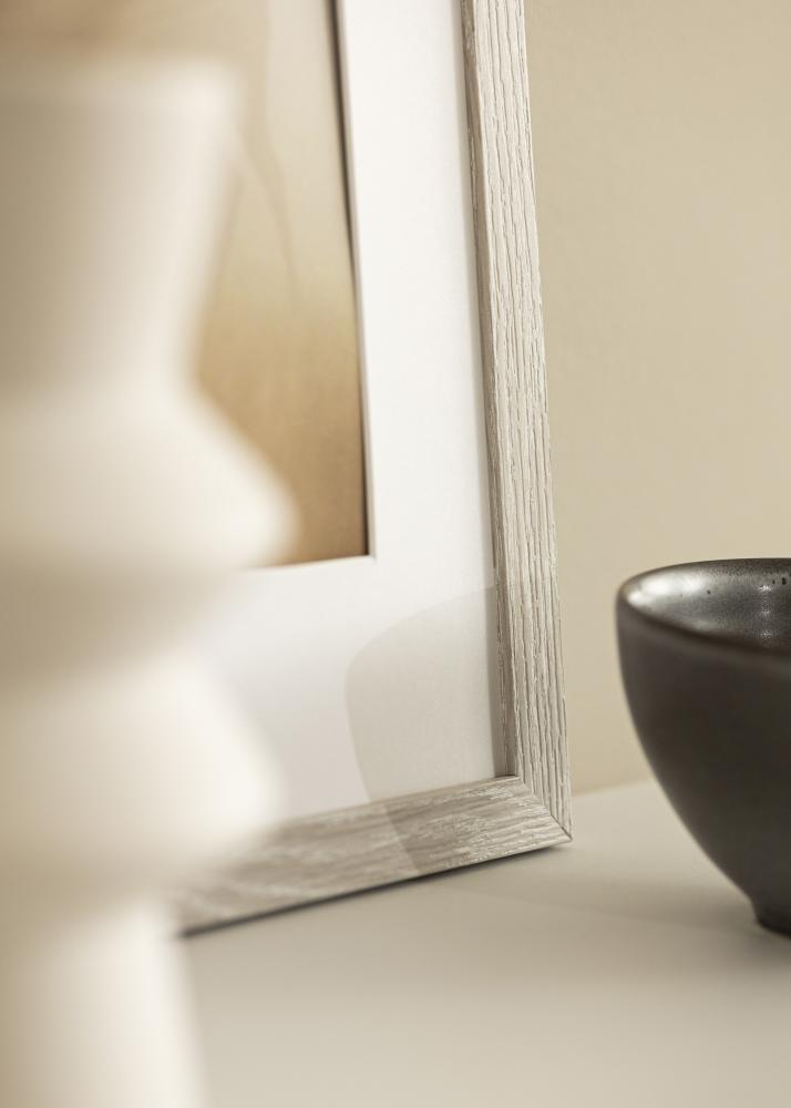 Ramka Stilren Jasnoszary Dąb 40x50 cm - Passe-partout Biała 12x15 cali