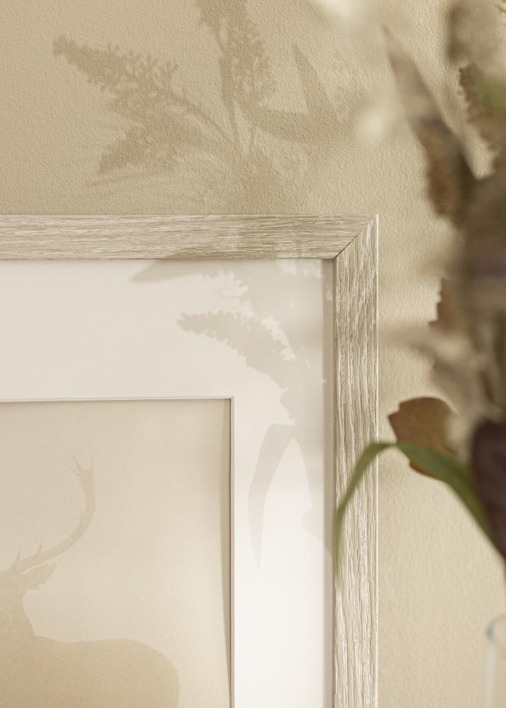 Ramka Stilren Jasnoszary Dąb 40x50 cm - Passe-partout Biała 12x15 cali