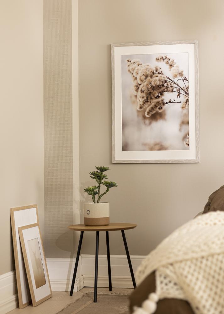 Ramka Stilren Jasnoszary Dąb 40x50 cm - Passe-partout Biała 12x15 cali