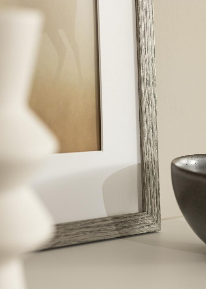 Ramka Stilren Szary Dąb 40x50 cm - Passe-partout Biały 27,5x37 cm