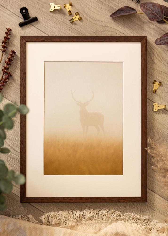 Ramka Ares Teak 28x35 cm - Passe-partout Biały 7x10 cali