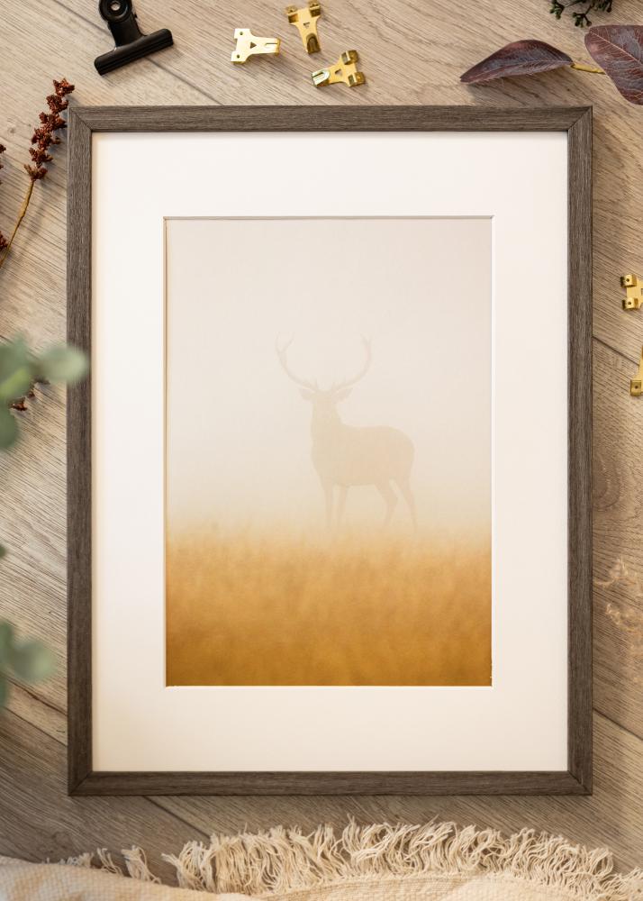 Ramka Ares Szary Dąb 50x65 cm - Passe-partout Biały 15x22 cale