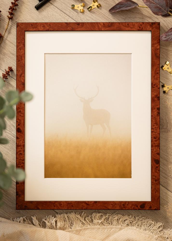 Ramka Hermes Orzech 42x59,4 cm - Passe-partout Biała 25x38 cm