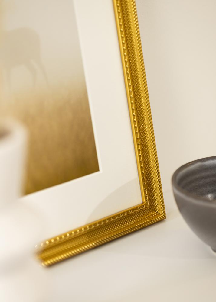 Ramka Lattice Złoto 50x70 cm - Passe-partout Biały 16x24 cali