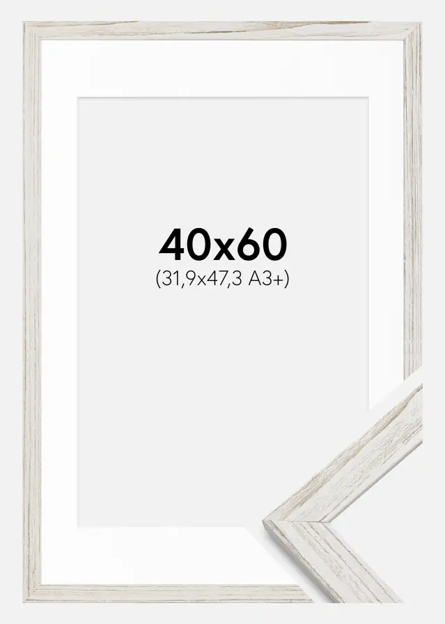 Ramka Stilren Vintage Biała 40x60 cm - Passe-partout Biała 32,9x48,3 cm