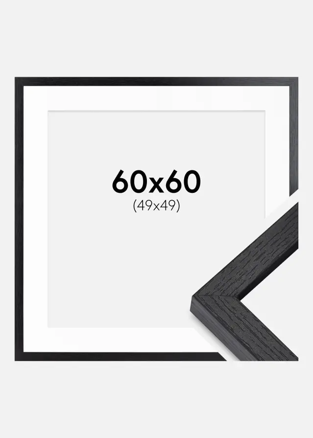 BGA Rama pudełkowa Czarny 60x60 cm - Passe-partout Biały 50x50 cm