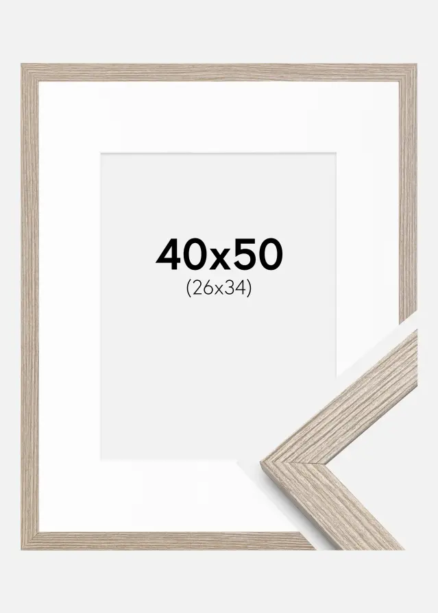 Ramka Stilren Greige Dąb 40x50 cm - Passe-partout Biały 27x35 cm