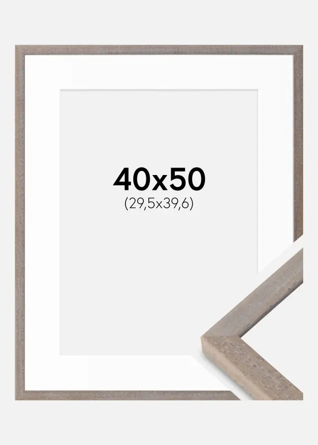Ramka Ares Szara 40x50 cm - Passe-partout Biała 12x16 cali