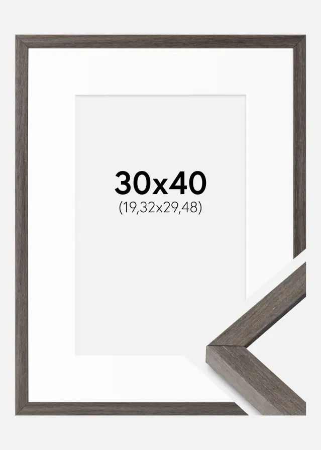 Ramka Ares Szary Dąb 30x40 cm - Passe-partout Biały 8x12 cali