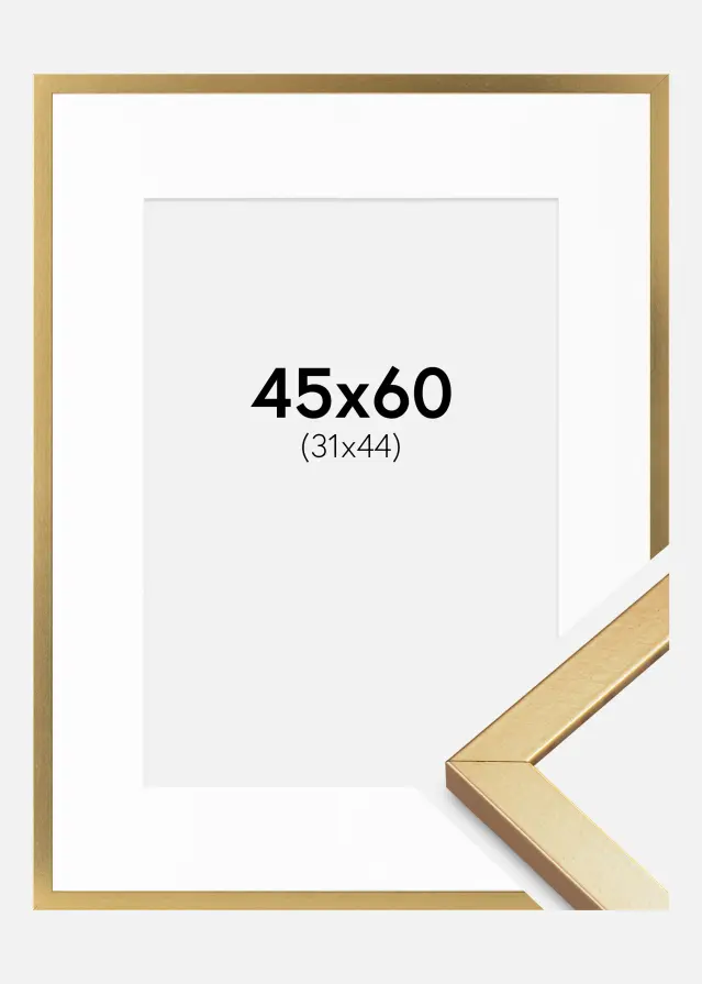 Ramka Minerva Złoto 45x60 cm - Passe-partout Biały 32x45 cm