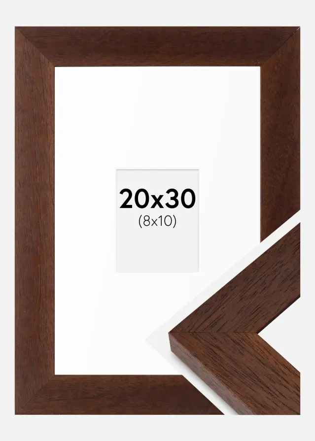 Ramka Juno Teak 20x30 cm - Passe-partout Biały 9x11 cm