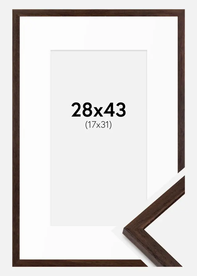 Ramka Edsbyn Orzech 28x43 cm - Passe-partout Biała 18x32 cm