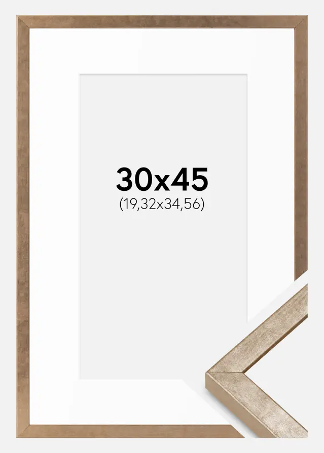 Ramka Ares Mosiądz 30x45 cm - Passe-partout Biała 8x14 cali