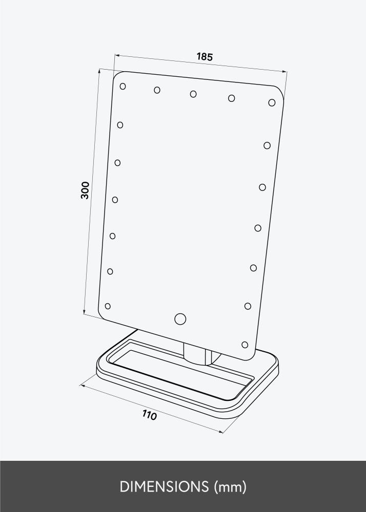 KAILA Lustro do makijażu Foot Czarny 18x30 cm