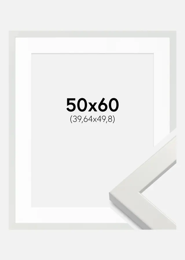 Rama White Wood Glossy 50x60 cm - Passe-patrout Biały 16x20 inches