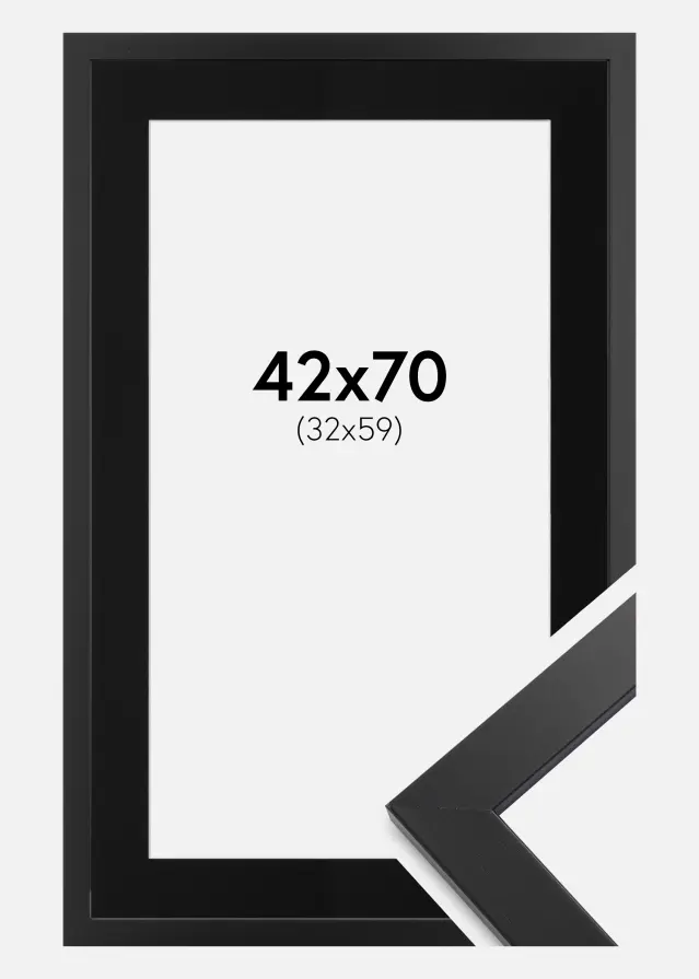 Rama Black Wood 42x70 cm - Passe-patrout Czarny 33x60 cm