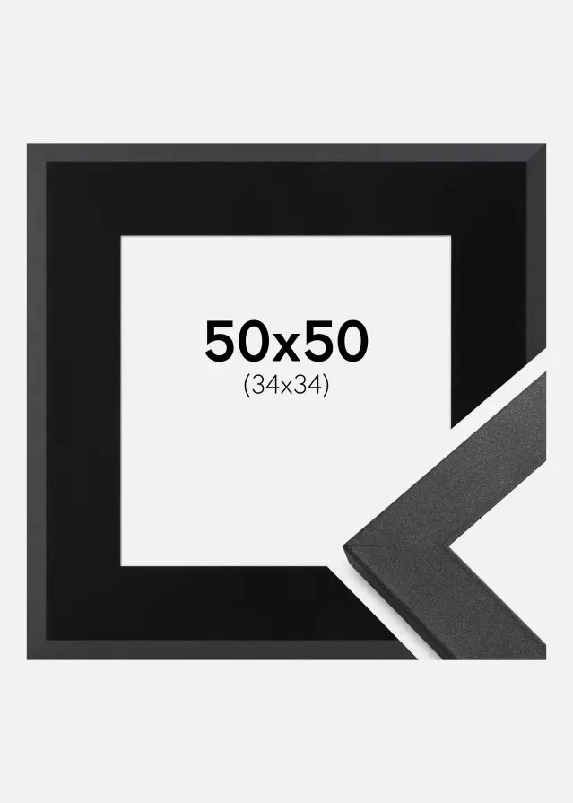 Rama Graphite Wood 50x50 cm - Passe-patrout Czarny 35x35 cm