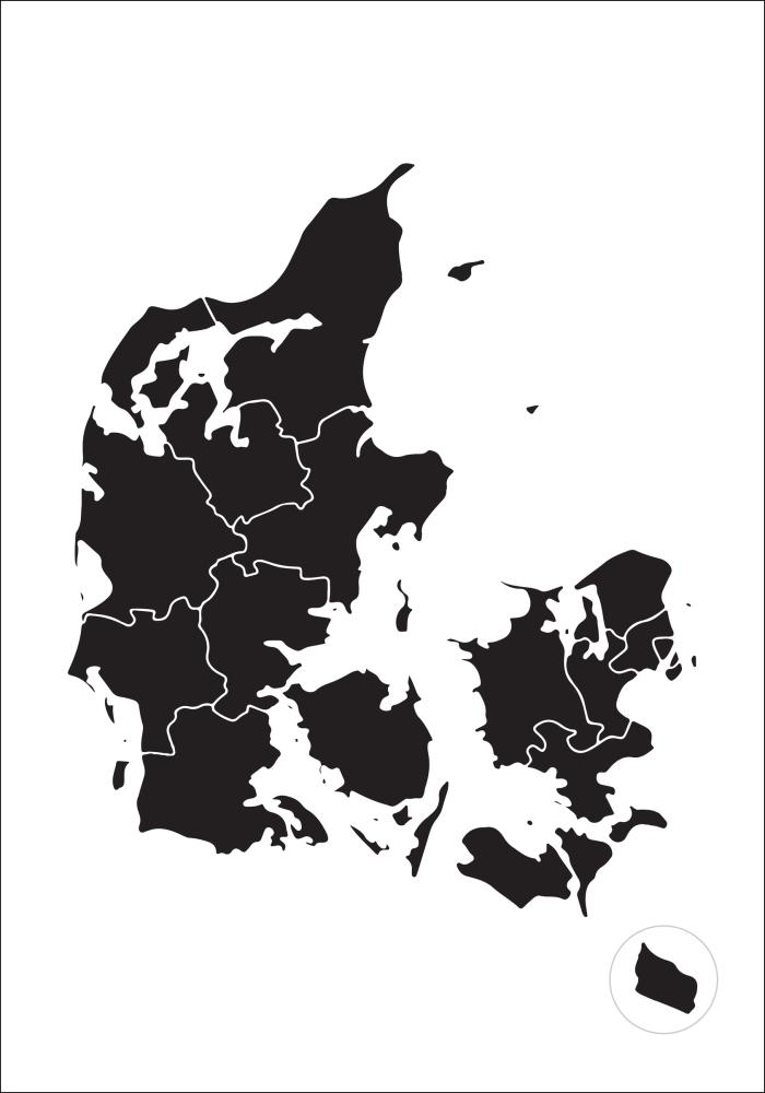 Mapa - Danmark - Czarny Plakat