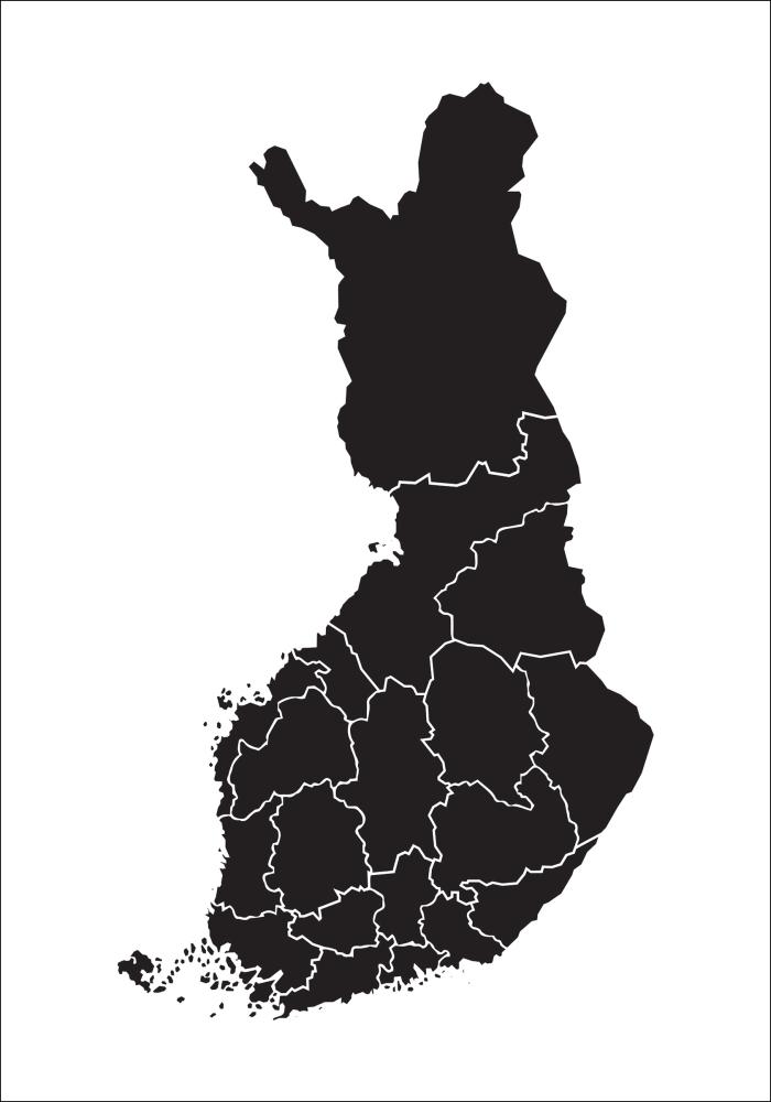 Mapa - Finland - Czarny Plakat