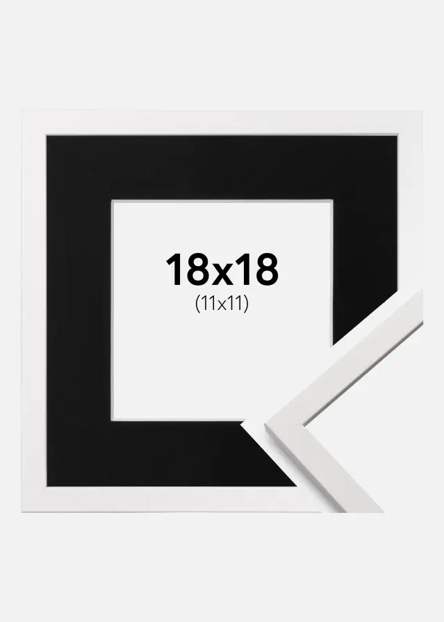Rama Edsbyn Biały 18x18 cm - Passe-patrout Czarny 12x12 cm