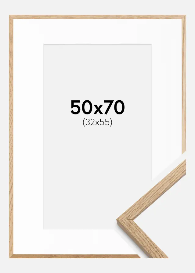 Rama Oslo Dąb 50x70 cm - Passe-patrout Biały 33x56 cm
