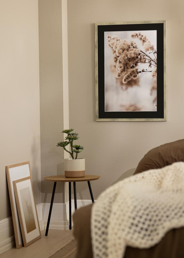 Rama Stylowy Srebrny 50x60 cm - Passe-patrout Czarny 37x46 cm