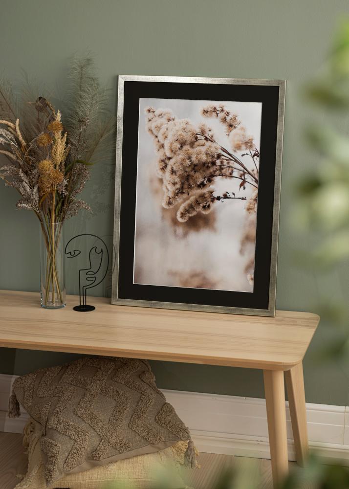 Rama Stylowy Srebrny 50x60 cm - Passe-patrout Czarny 37x46 cm