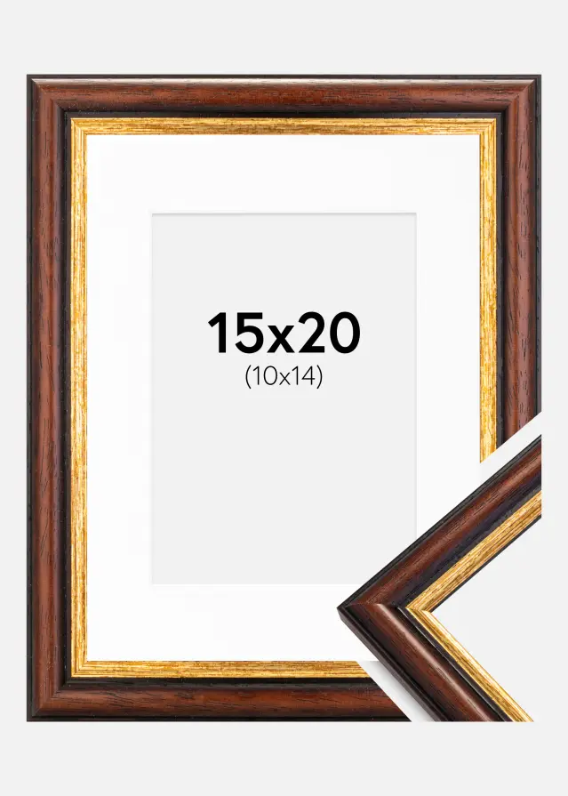 Rama Siljan Brązowy 15x20 cm - Passe-patrout Biały 11x15 cm