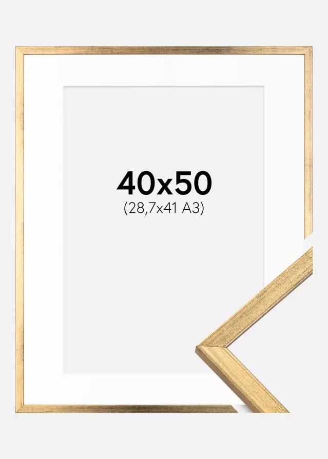 Rama Galant Złoty 40x50 cm - Passe-patrout Biały 29,7x42 cm (A3)