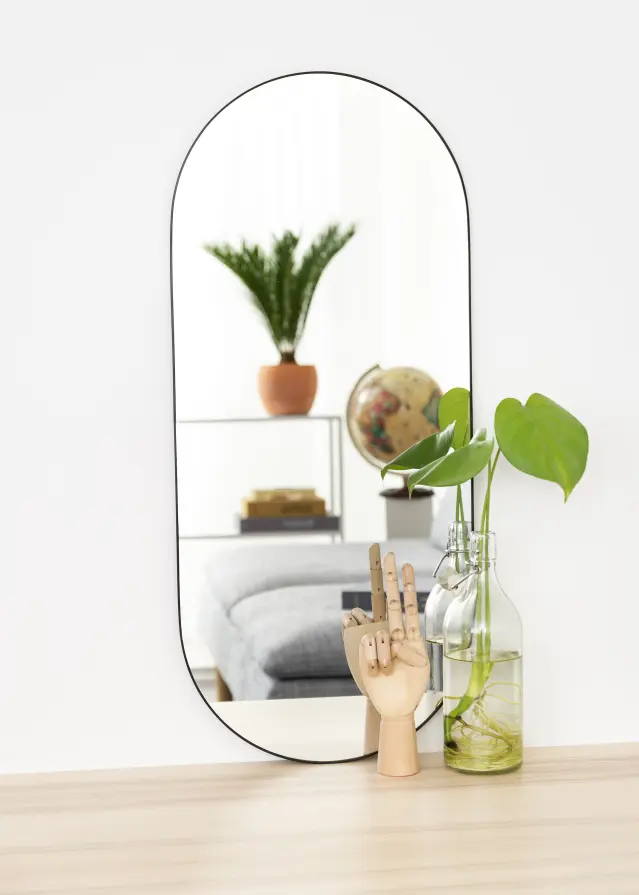 Owalny Mirror Jersey- Thin Black 35x80 cm