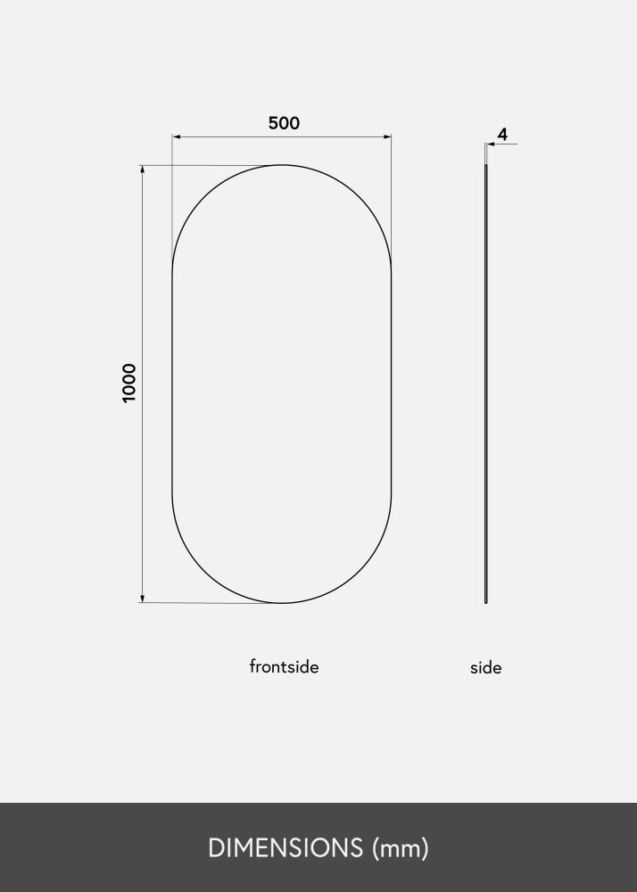 KAILA Lustro Owalny Rose Gold 50x100 cm