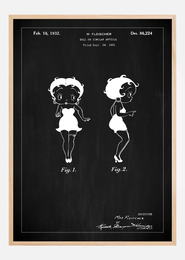 Rysunek patentowy - Betty Boop - Czarny Plakat