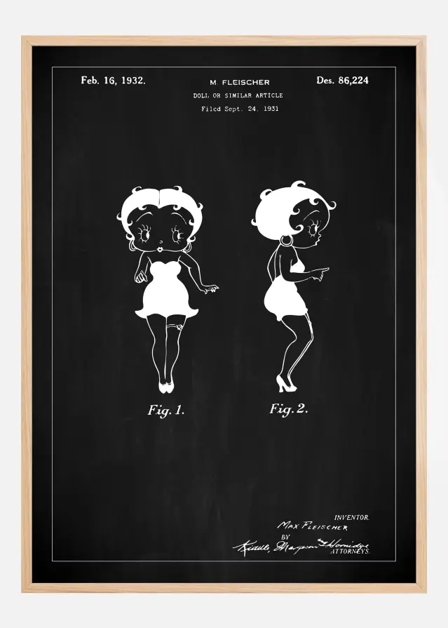 Rysunek patentowy - Betty Boop - Czarny Plakat