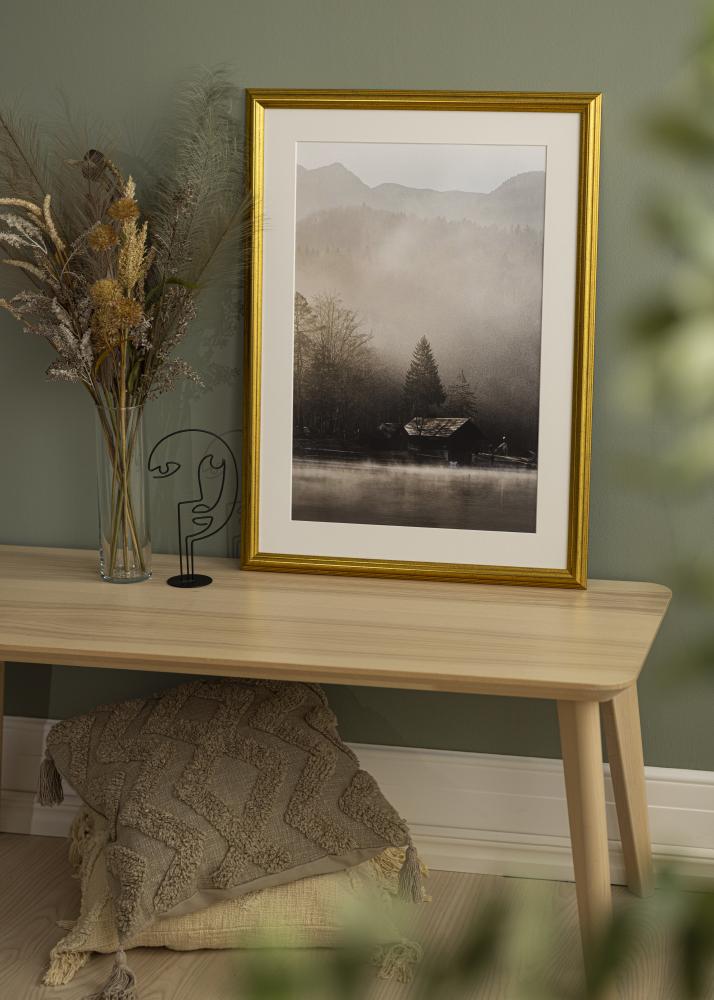 Ramka Västkusten Złoto 35x35 cm - Passe-partout Biała 26x26 cm