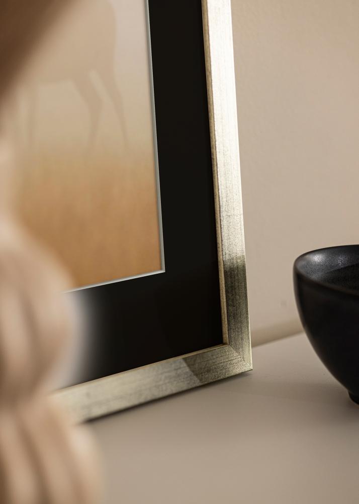 Rama Stylowy Srebrny 50x60 cm - Passe-patrout Czarny 37x46 cm