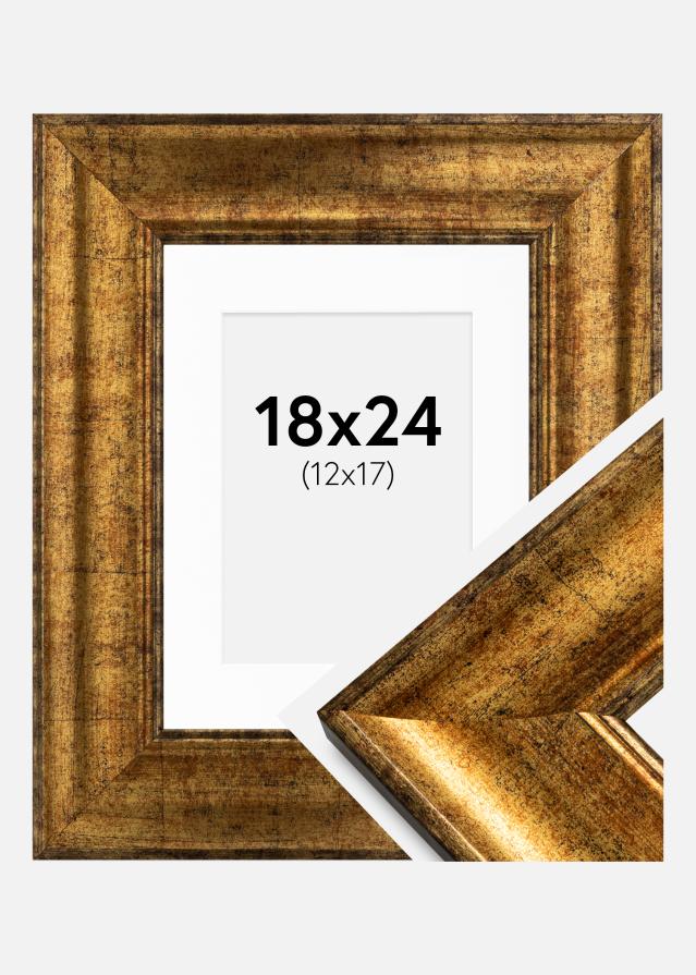 Rama Saltsjöbaden Złoty 18x24 cm - Passe-patrout Biały 13x18 cm
